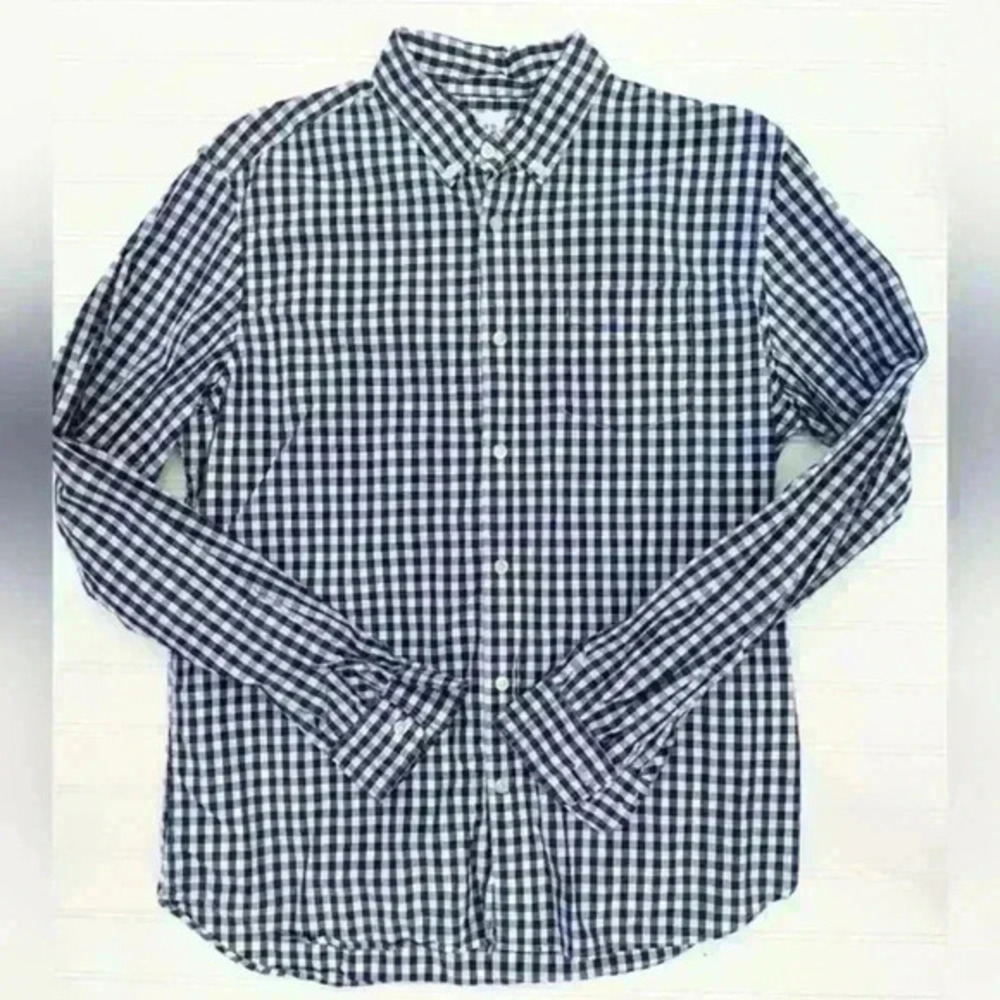 GAP Navy/White Plaid Slim Button Down Shirt
